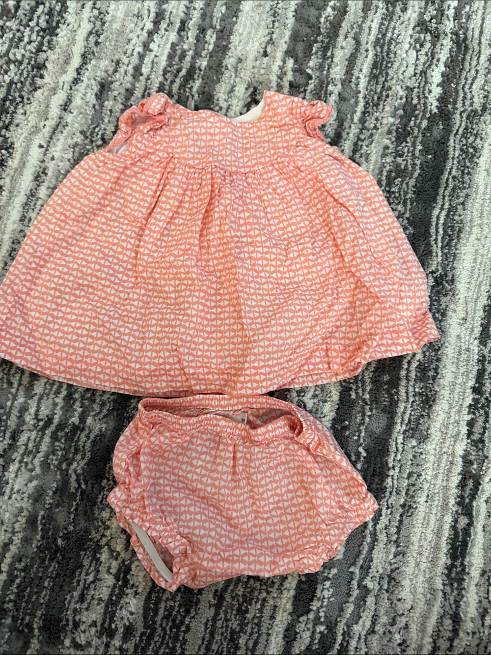 Coral Pink Smocked Baby Dress & Diaper Cover Set